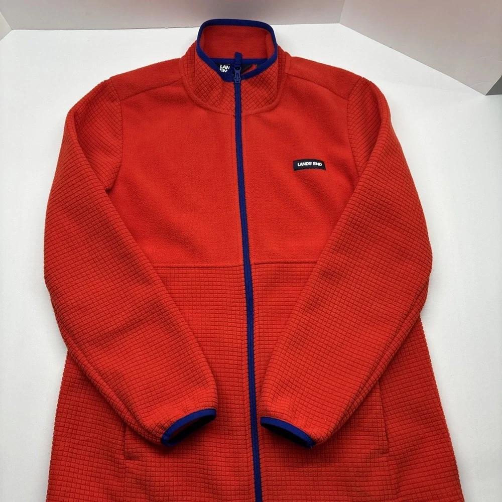 Women's Lands End Orange Fleece Full zip Size 14-16‎ Lg